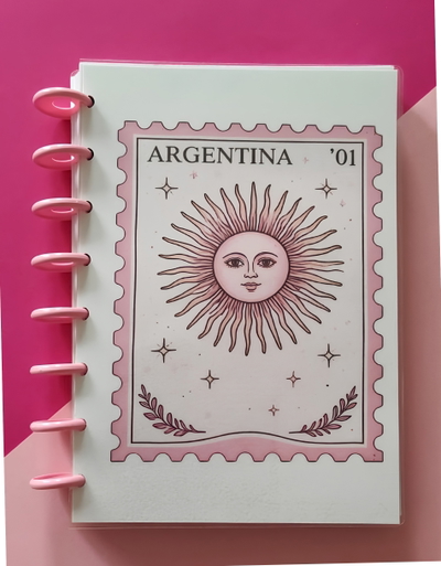 Cuaderno A5 Estampilla Rosa Sistema de Discos
