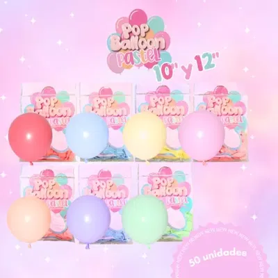 GLOBOS PASTEL 10" POP BALLOON X50 UN