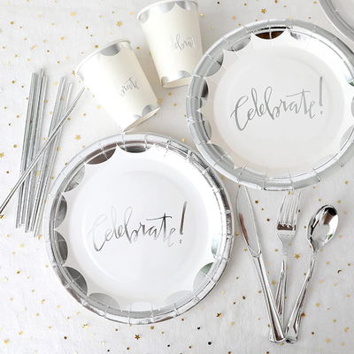 PLATOS POLIPAPEL ''CELEBRATE'' PLATA  9"