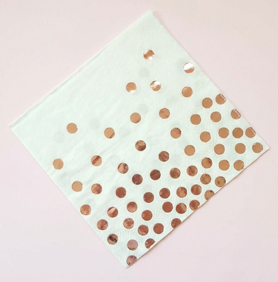 SERVILLETAS A LUNARES  ROSÉ GOLD METALIZADAS X10UN