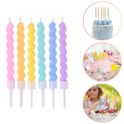 Velas Torneadas Pasteles x 6 Unidades Multicolor