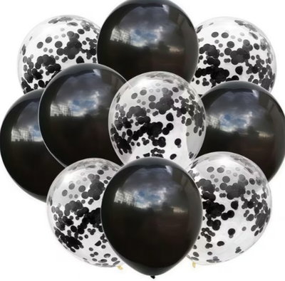 Set de 10 globos con confetti + cinta 