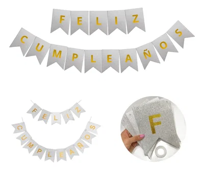 BANDERÍN  GLITTER ´´ FELIZ CUMPLEAÑOS'' 