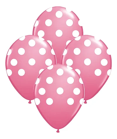 GLOBO LATEX 12 " FUCSIA A LUNARES X 10 UNIDADES 