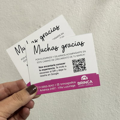 Tarjeta de Agradecimiento (7x6 cm) x100 unidades