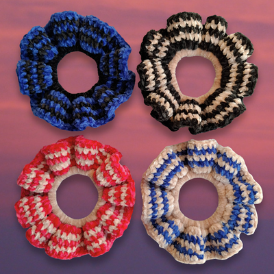 scrunchies terciopelo - rayadas