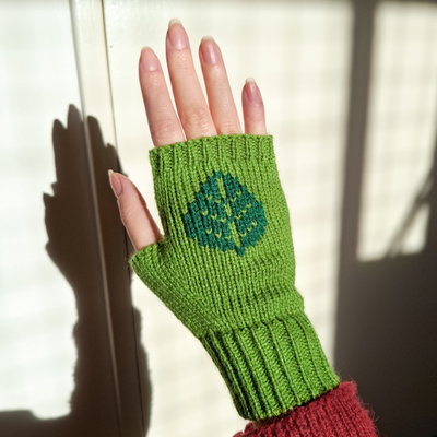 mitones bordados - hoja