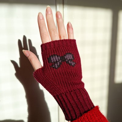 mitones bordados - moño
