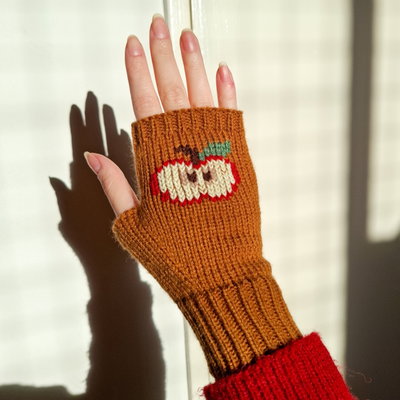 mitones bordados - manzana