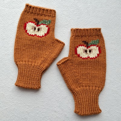 mitones bordados - manzana