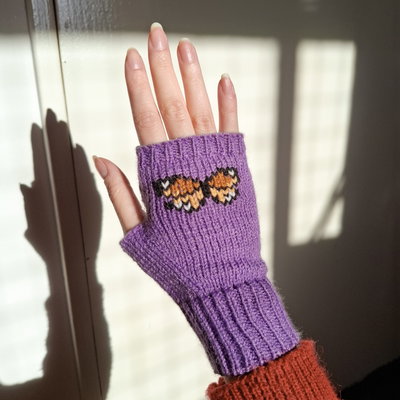 mitones bordados - mariposa (lila)