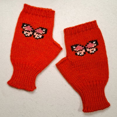 mitones bordados - mariposa (naranja)