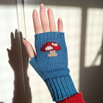 mitones bordados - hongo