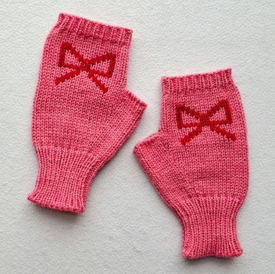 mitones bordados - lazo rojo