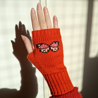 mitones bordados - mariposa (naranja)