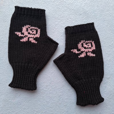 mitones bordados - rosas