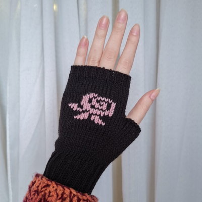 mitones bordados - rosas
