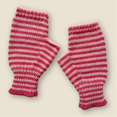 mitones rayados - rosa pastel y rosa