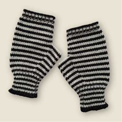 mitones rayados - gris claro y negro