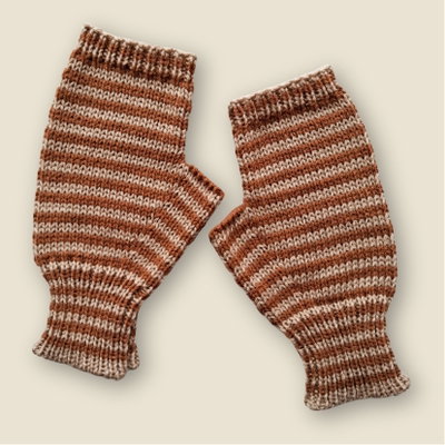 mitones rayados - beige y camel