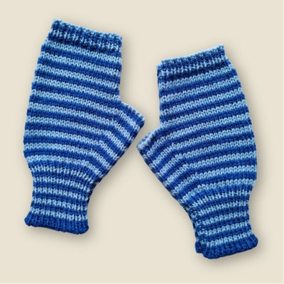 mitones rayados - azul y denim