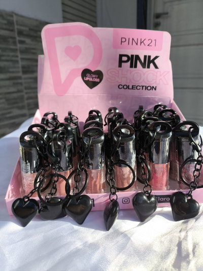 Caja cerrada gloss llavero corazón pink21