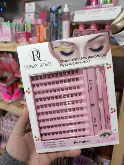 1 unidad set de pestañas con pegamento y pinza debby rose