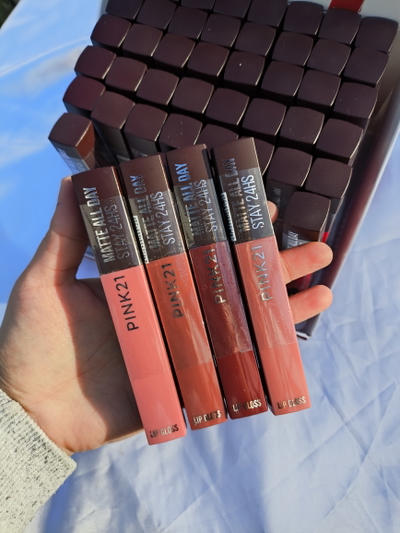 4 unidades labial líquido matte pink21 