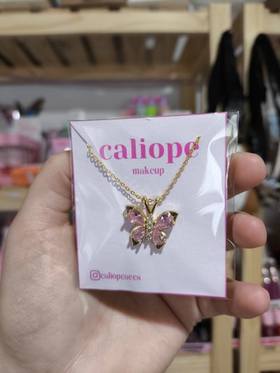 1 unidad collar acero dorado mariposa