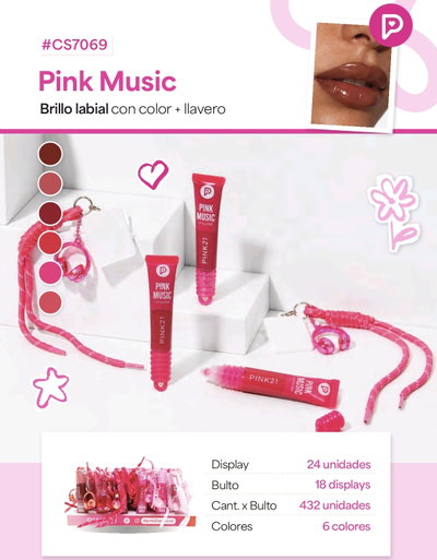 2 unidades gloss porta celular con llavero pink21 