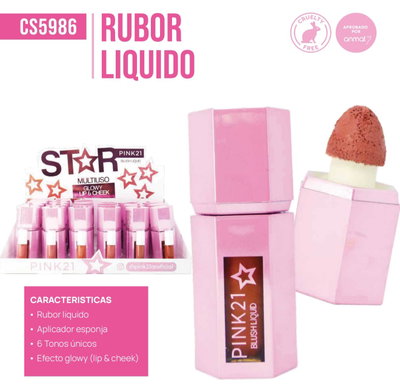 3 unidades rubor líquido Star pink21 