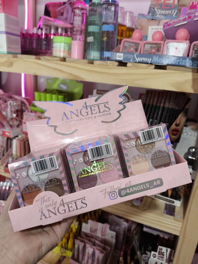 3 unidades Paleta de sombras con espejo y aplicador 4 angels