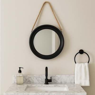 Espejo con soga 33cm- negro (solicitar artículo)