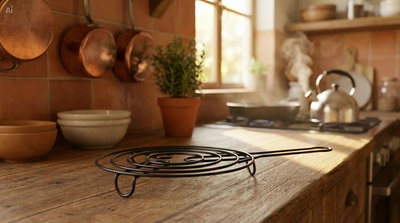 Posa fuente y pava de hierro con asa