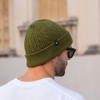 Gorro de lana con tela de polar interior - Verde.