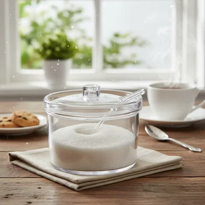 Azucarera Quesera Acrilica con Cuchara y Tapa - Transparente
