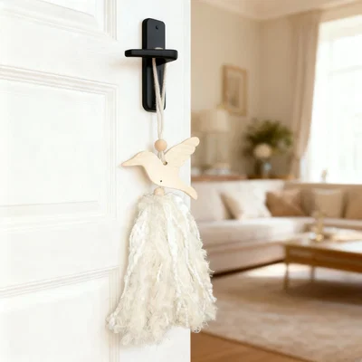 Colgante Decoración Borla con Pajaro de madera - Natural