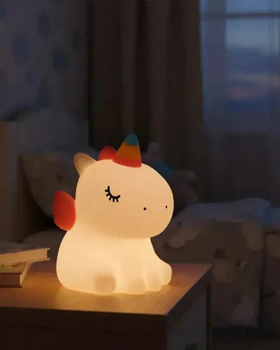Velador Lámpara de silicona Unicornio. Recargable Usb. Tácil. Multicolor.