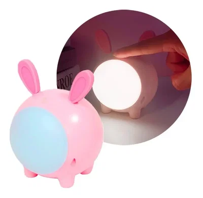 Lampara Velador Led Infantil Tactil Usb Recargable Conejo Rosa