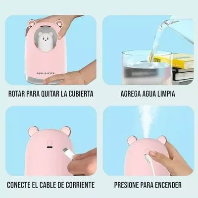 Humidificador Ultrasónico Difusor Aromático Cápsula Osito 300ml