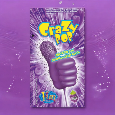 Chupetín Crazy Pop Uva + Polvo Efervescente