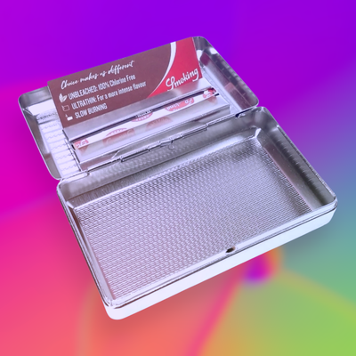 Tabaquera Metálica Smoking + Papelillo de Regalo