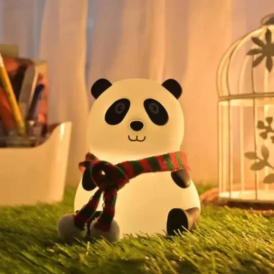 Lampara Táctil para Bebés Panda de Silicona Luz de Noche LED