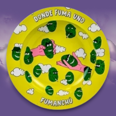 Cenicero de Metal Fumanchu Ilustrado 14cm - Coleccionable Amarillo