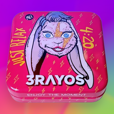 Tabaquera Metálica 3Rayos Lata Chica 6x6cm Rosa