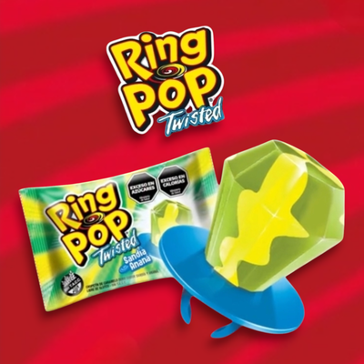 Ring Pop Twisted Chupetín de Caramelo con Forma de Anillo