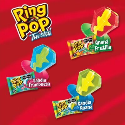Ring Pop Twisted Chupetín de Caramelo con Forma de Anillo