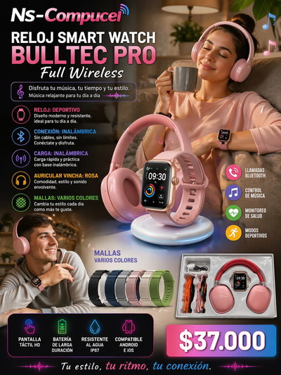 Combo Smart Watch + Auricular P9 Pro BullTec