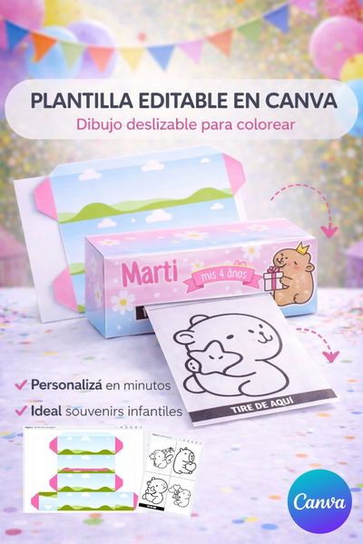 Plantilla Editable - Rollito cajita para Colorear