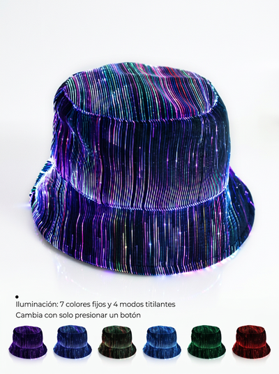Sombrero Piluso Fibra Optica (Recarga USB)